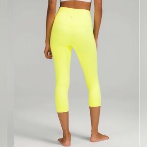 Lululemon Align High Rise Crop 21" Sz 8 Electric Yellow Neon ELLE Nulu Leggings